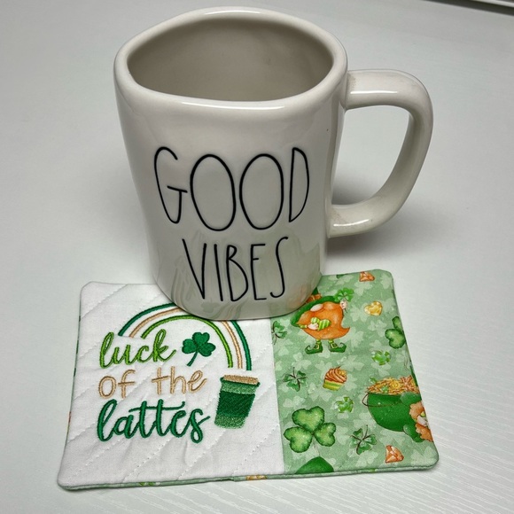 Hand Crafted Mug Rug Coaster Embroidered Cotton Fabric Padded Absorbs Liquid - Picture 3 of 8